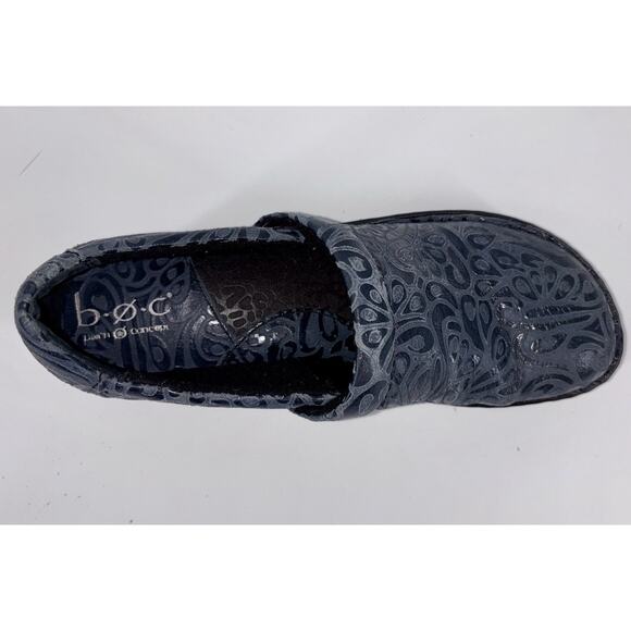 BOC Born Concept Women's Peggy Shoes Navy 8.5 Embossed Paisley Slip-On Clogs EUC - Picture 9 of 13